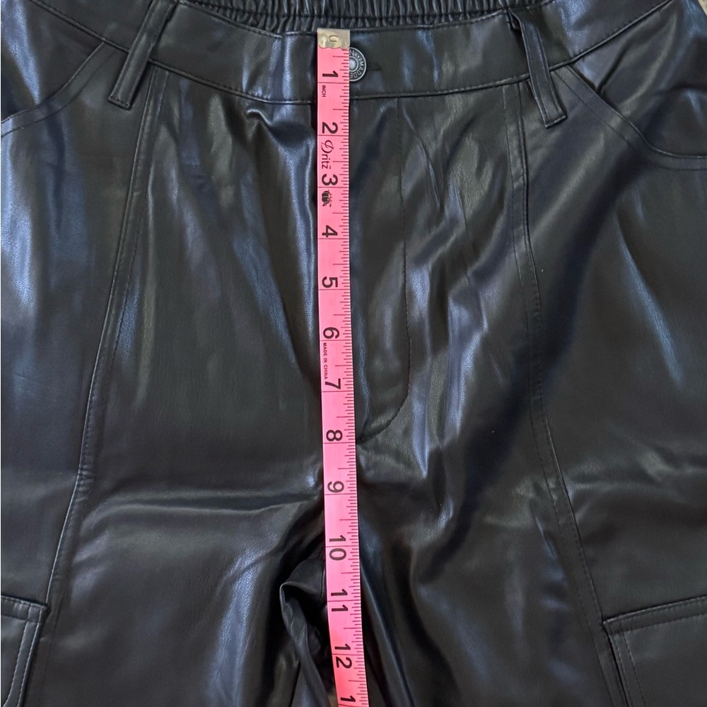Madden NYC Black Faux Leather Cargo Jogger Pants - Picture 7 of 8